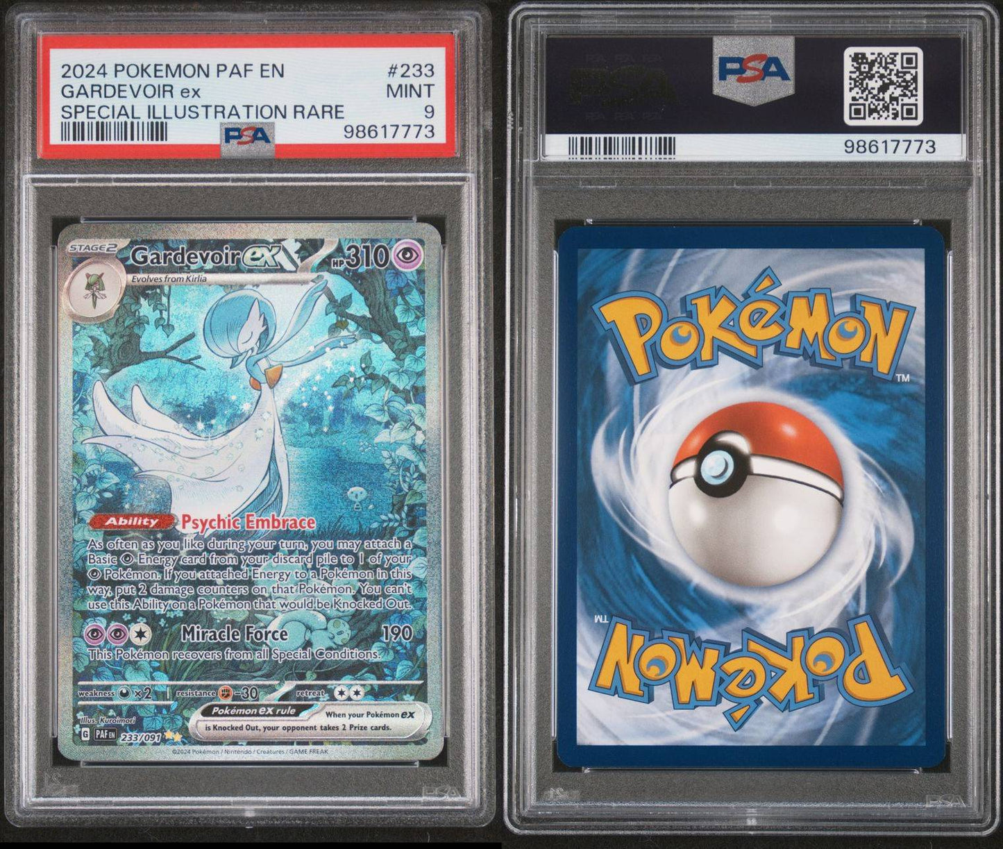 PSA MINT 9 - POKEMON PAF EN-PALDEAN FATES - GARDEVOIR ex # 233 - SPECIAL ILLUSTRATION RARE