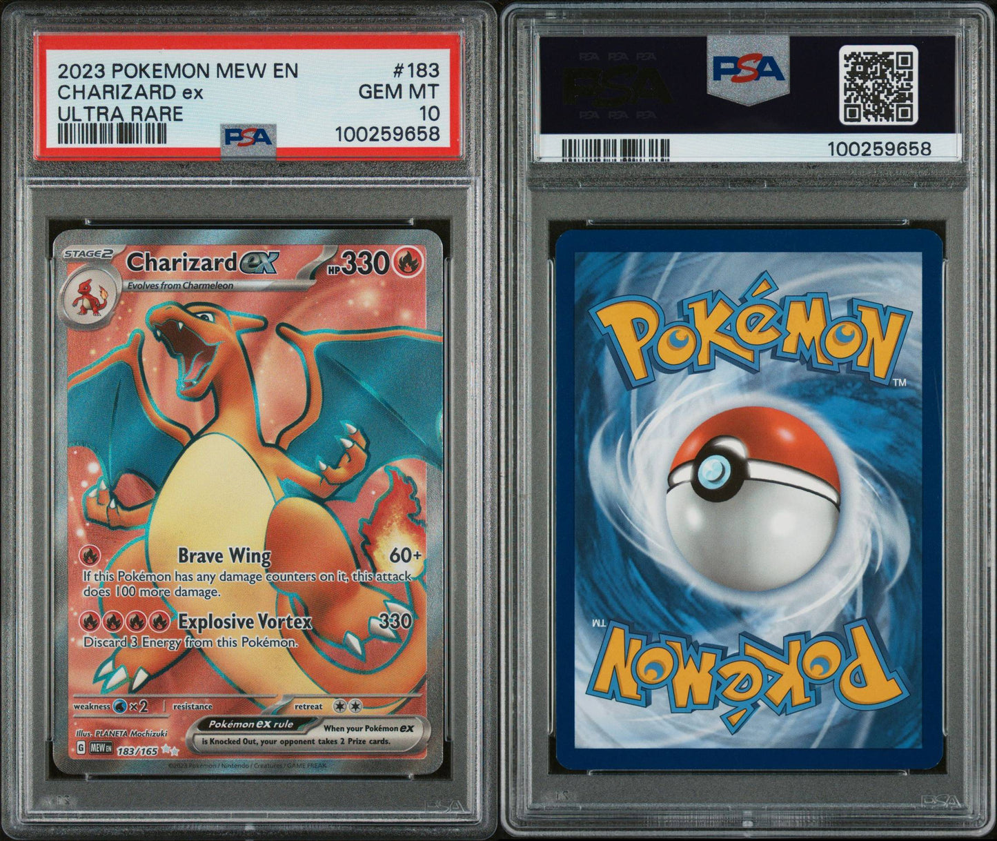 PSA GEM MINT 10 - 2023 POKEMON MEW EN-151 ULTRA RARE CHARIZARD ex #183