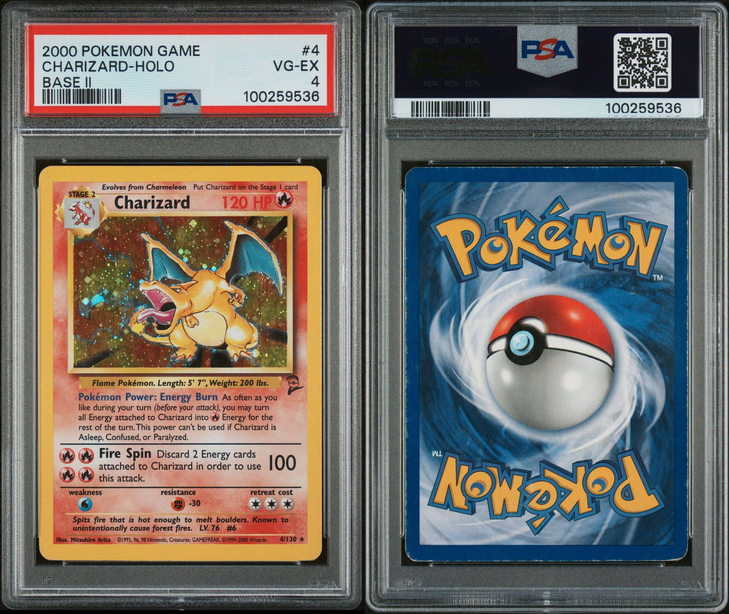 PSA VG-EX 4 - 2000 POKEMON GAME BASE II CHARIZARD-HOLO #4