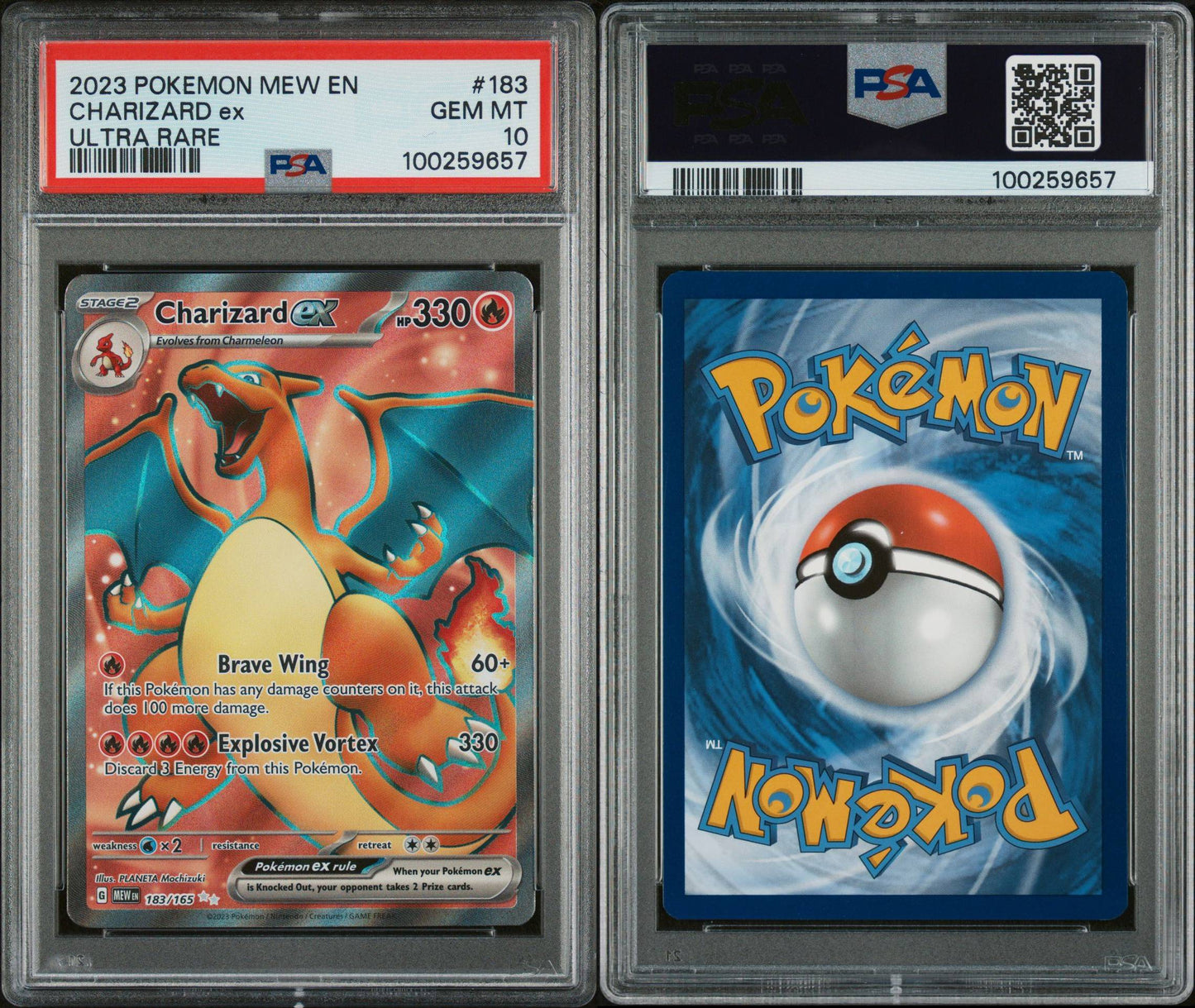 PSA GEM MINT 10 - 2023 POKEMON MEW EN-151 ULTRA RARE CHARIZARD ex #183