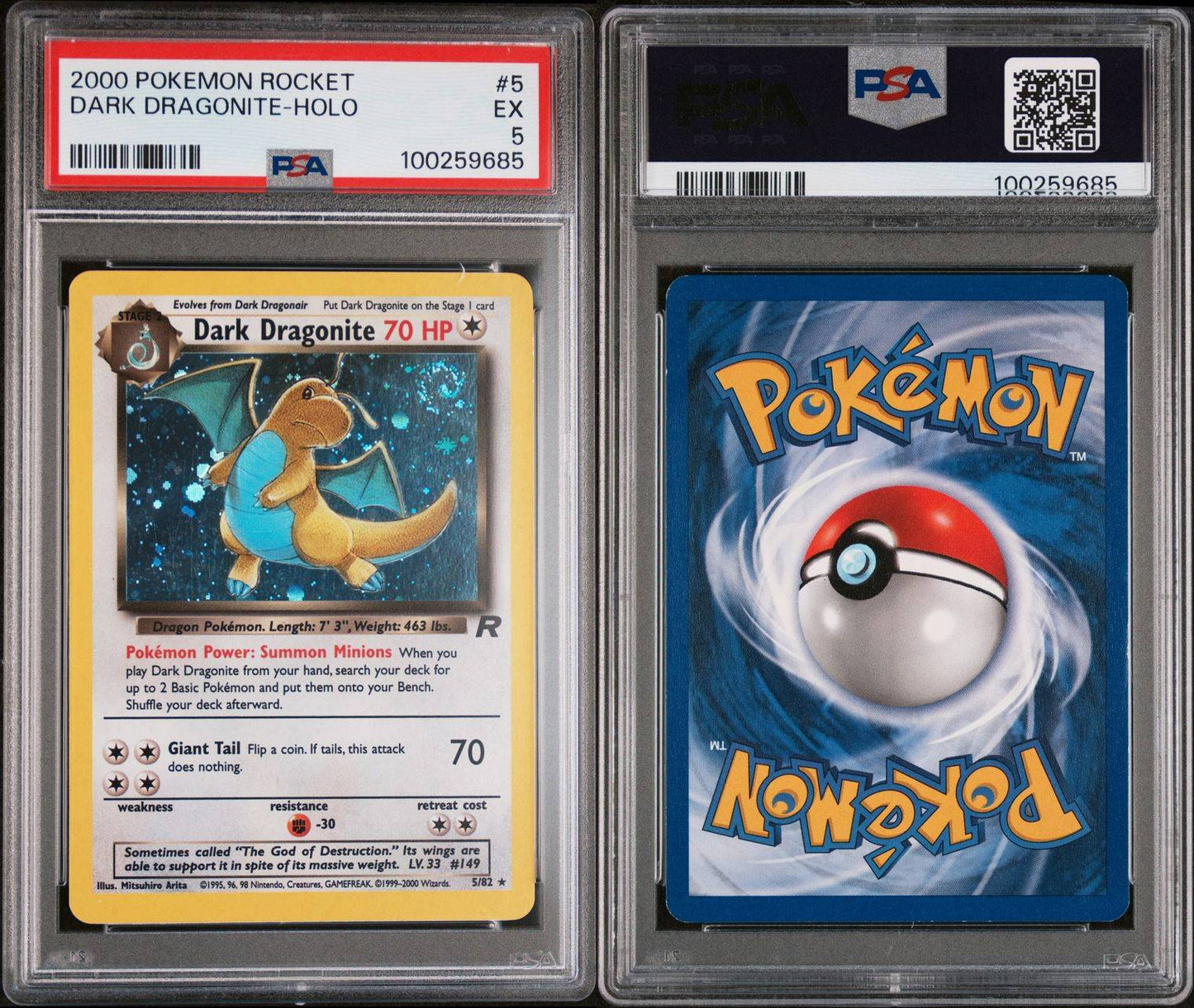 PSA EX 5 - 2000 POKEMON ROCKET DARK DRAGONITE-HOLO #5