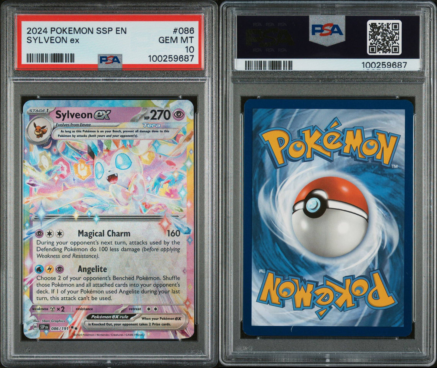 PSA GEM MINT 10 - 2024 POKEMON SSP EN-SURGING SPARKS SYLVEON ex #086