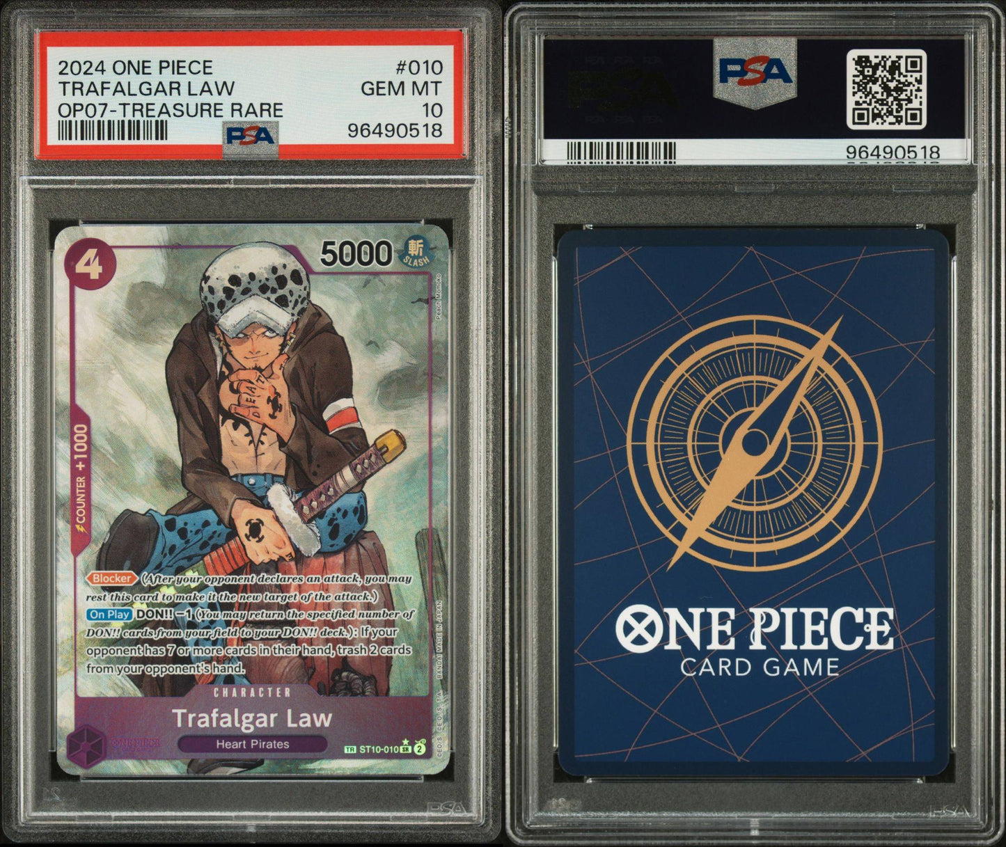 PSA 10 - 2024 ONE PIECE 500 YEARS IN THE FUTURE 010 TRAFALGAR LAW TREASURE RARE