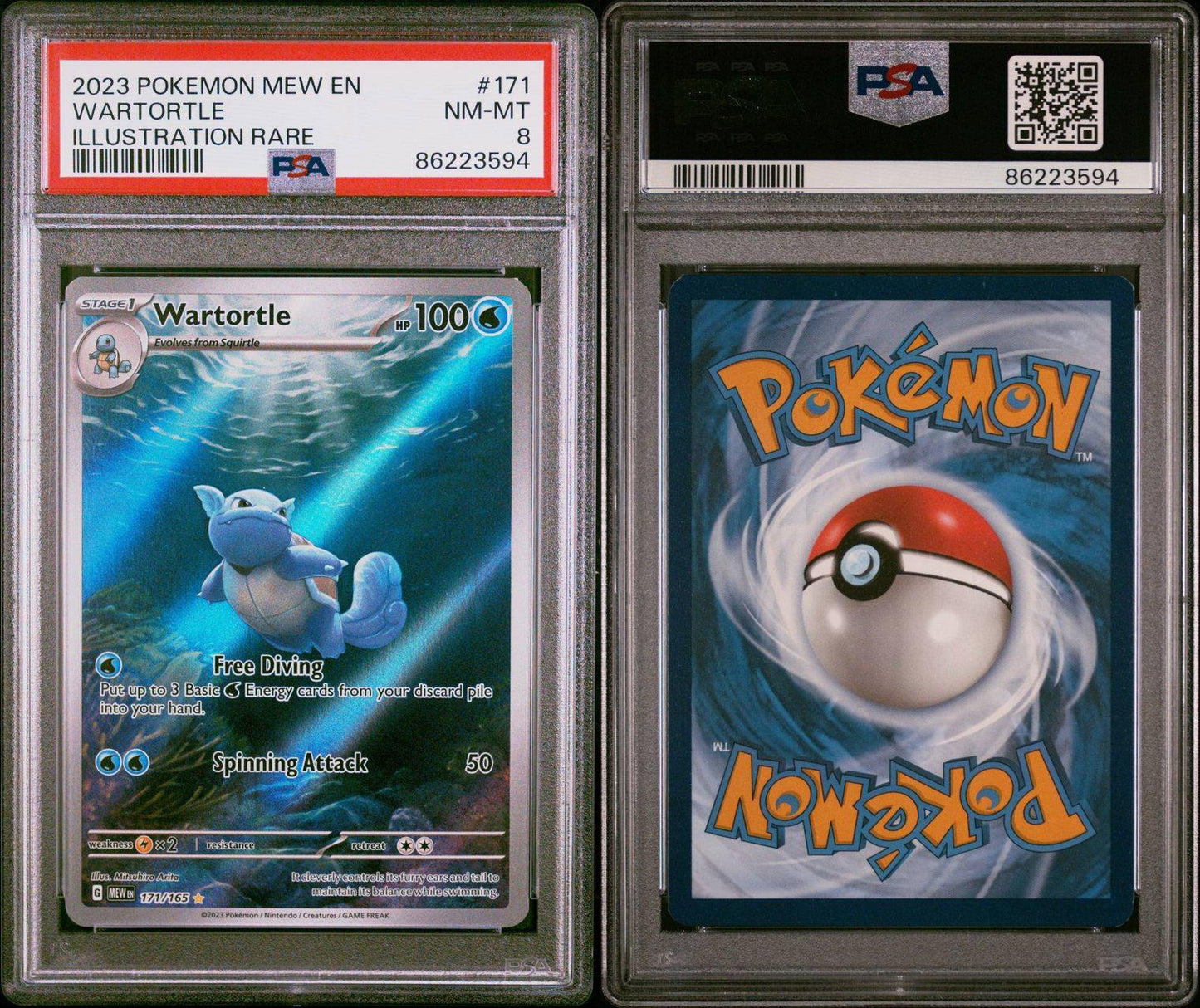 PSA NM-MT 8 - POKEMON MEW EN-151 - WARTORTLE - 171/165