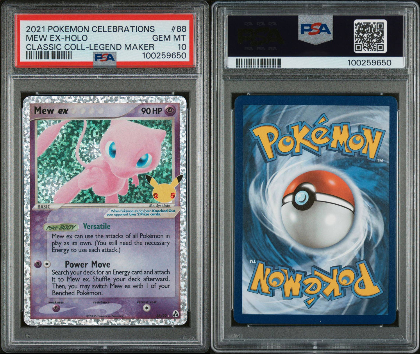 PSA GEM MINT 10 - 2021 POKEMON CELEBRATIONS CLASSIC COLLECTION CLASSIC COLL-LEGEND MAKER MEW EX-HOLO #88