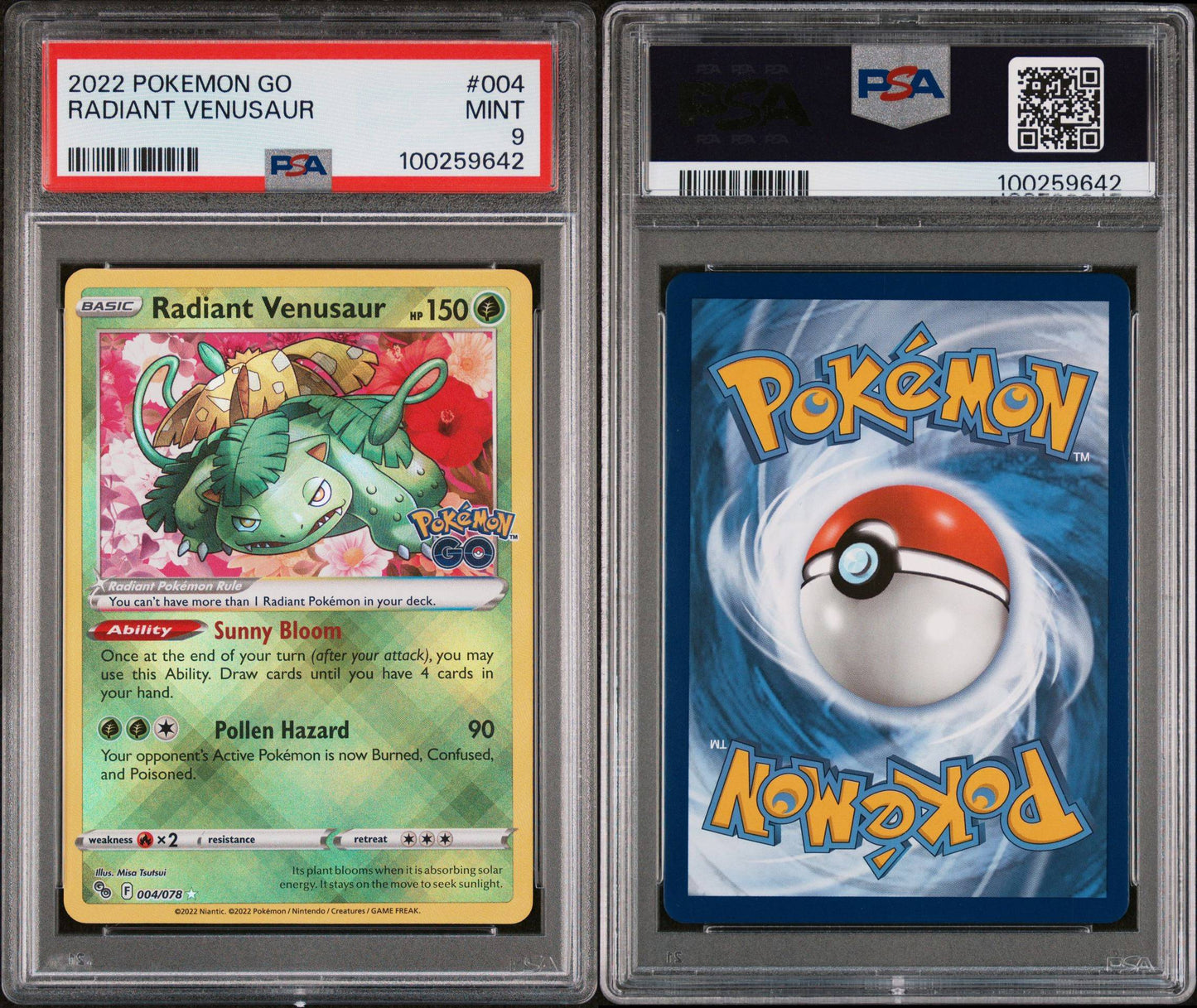 PSA MINT 9 - 2022 POKEMON GO RADIANT VENUSAUR #004