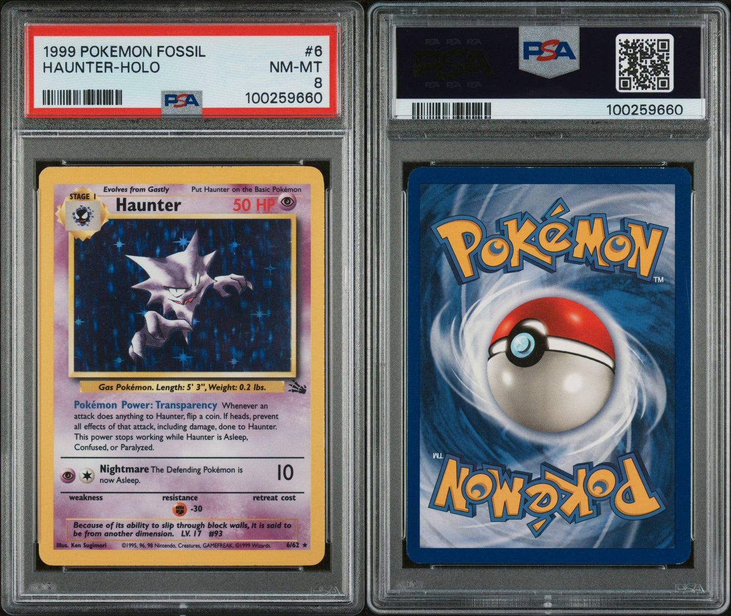 PSA NM-MT 8 - 1999 POKEMON FOSSIL HAUNTER-HOLO #6