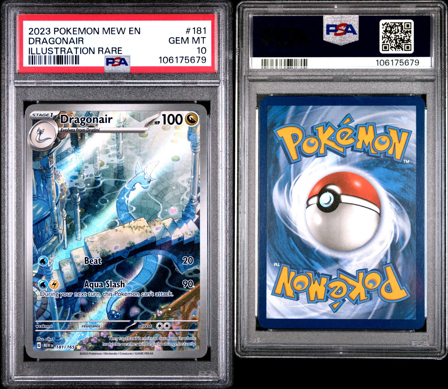 PSA GEM MINT 10 - 2023 POKEMON MEW EN-151 #181 DRAGONAIR ILLUSTRATION RARE