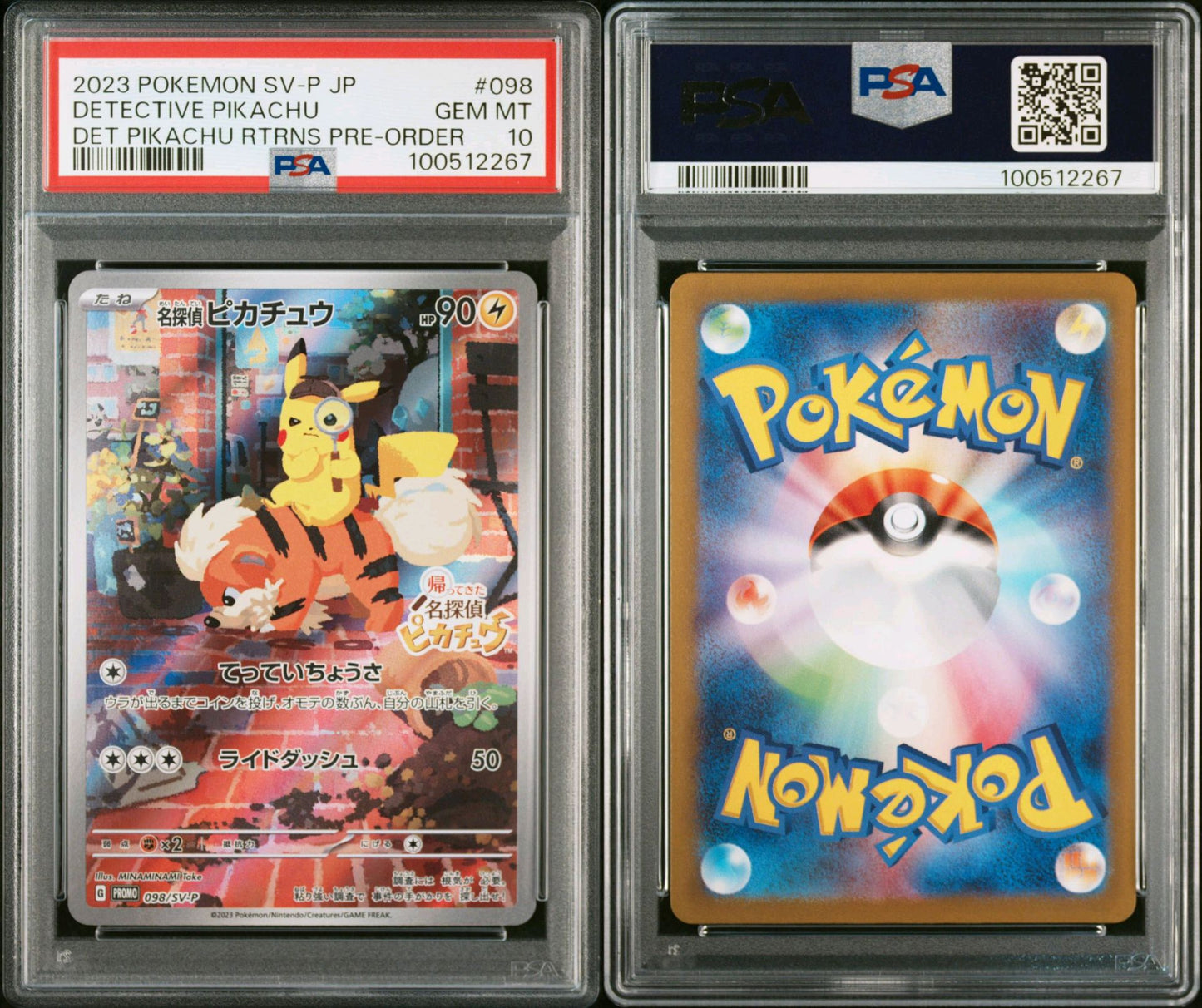 PSA GEM MINT 10 - 2023 POKEMON JAPANESE SV-P PROMO #098 DETECTIVE PIKACHU DET PIKACHU RTRNS PRE-ORDER