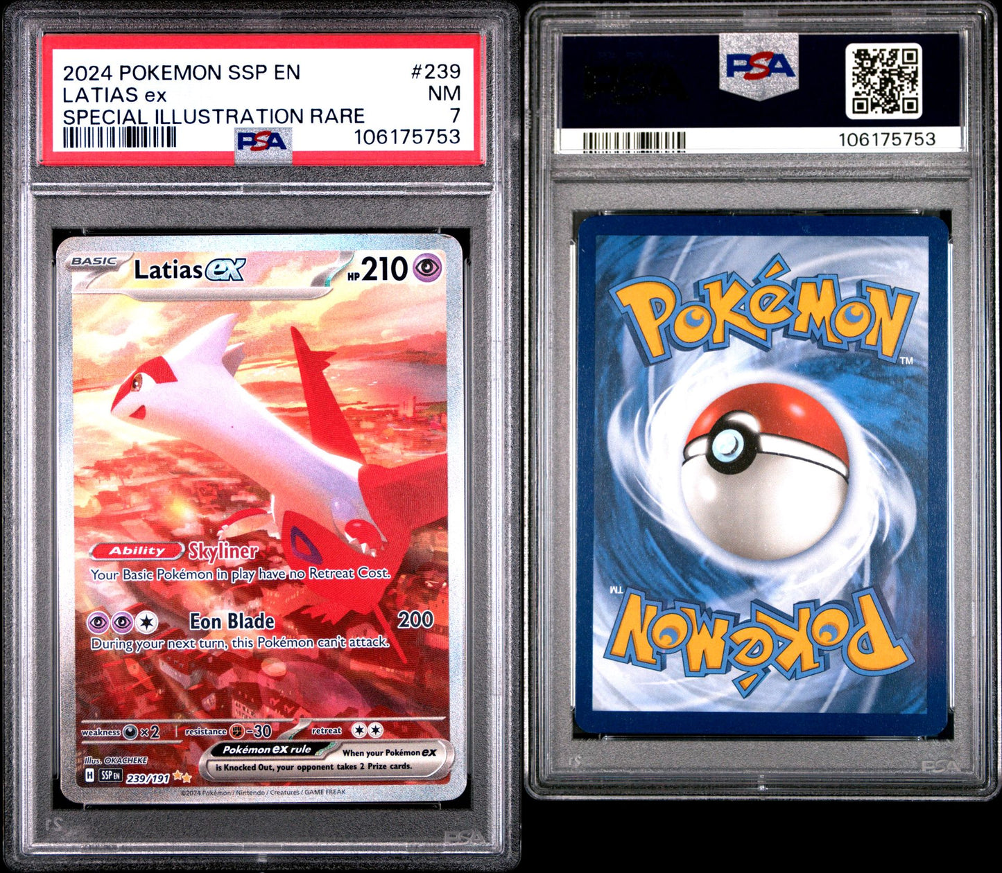 PSA NM 7 - 2024 POKEMON SSP EN-SURGING SPARKS #239 LATIAS EX SPECIAL ILLUSTRATION RARE