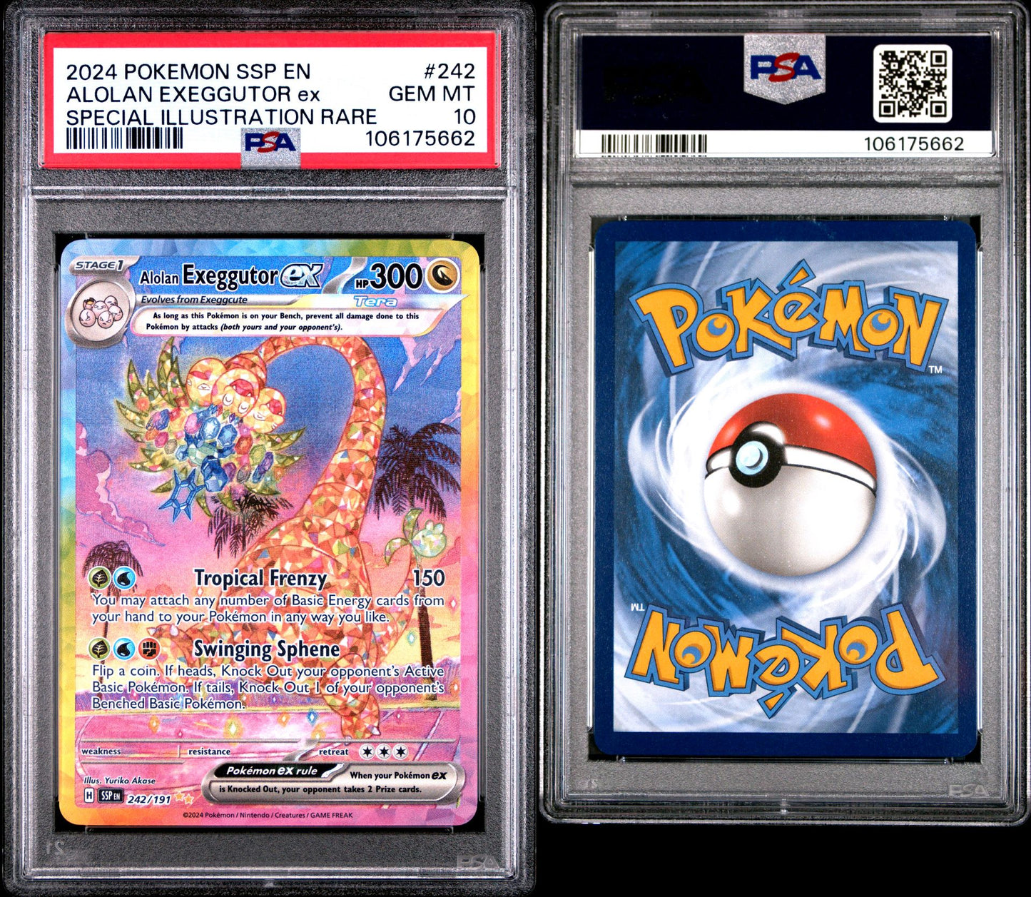 PSA GEM MINT 10 - 2024 POKEMON SSP EN-SURGING SPARKS SPECIAL ILLUSTRATION RARE ALOLAN EXEGGUTOR ex #242