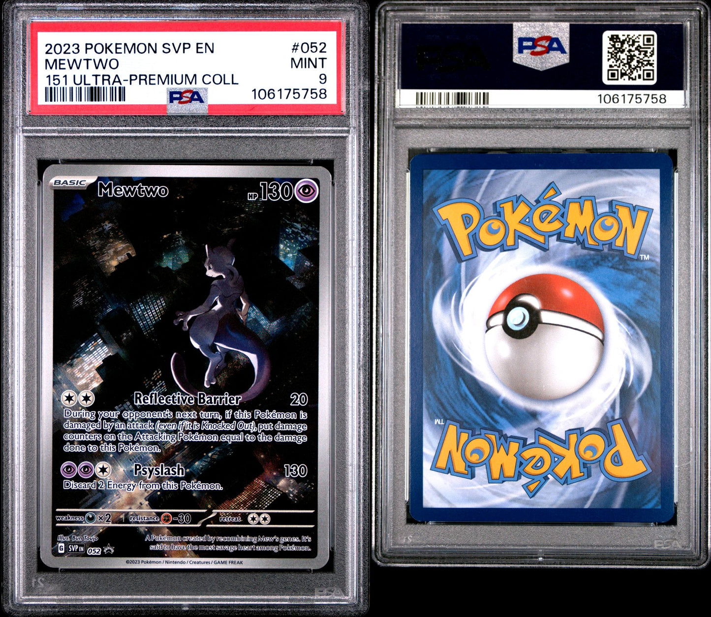 PSA MINT 9 - 2023 POKEMON SVP EN-SV BLACK STAR PROMO #052 MEWTWO 151 ULTRA-PREMIUM COLL