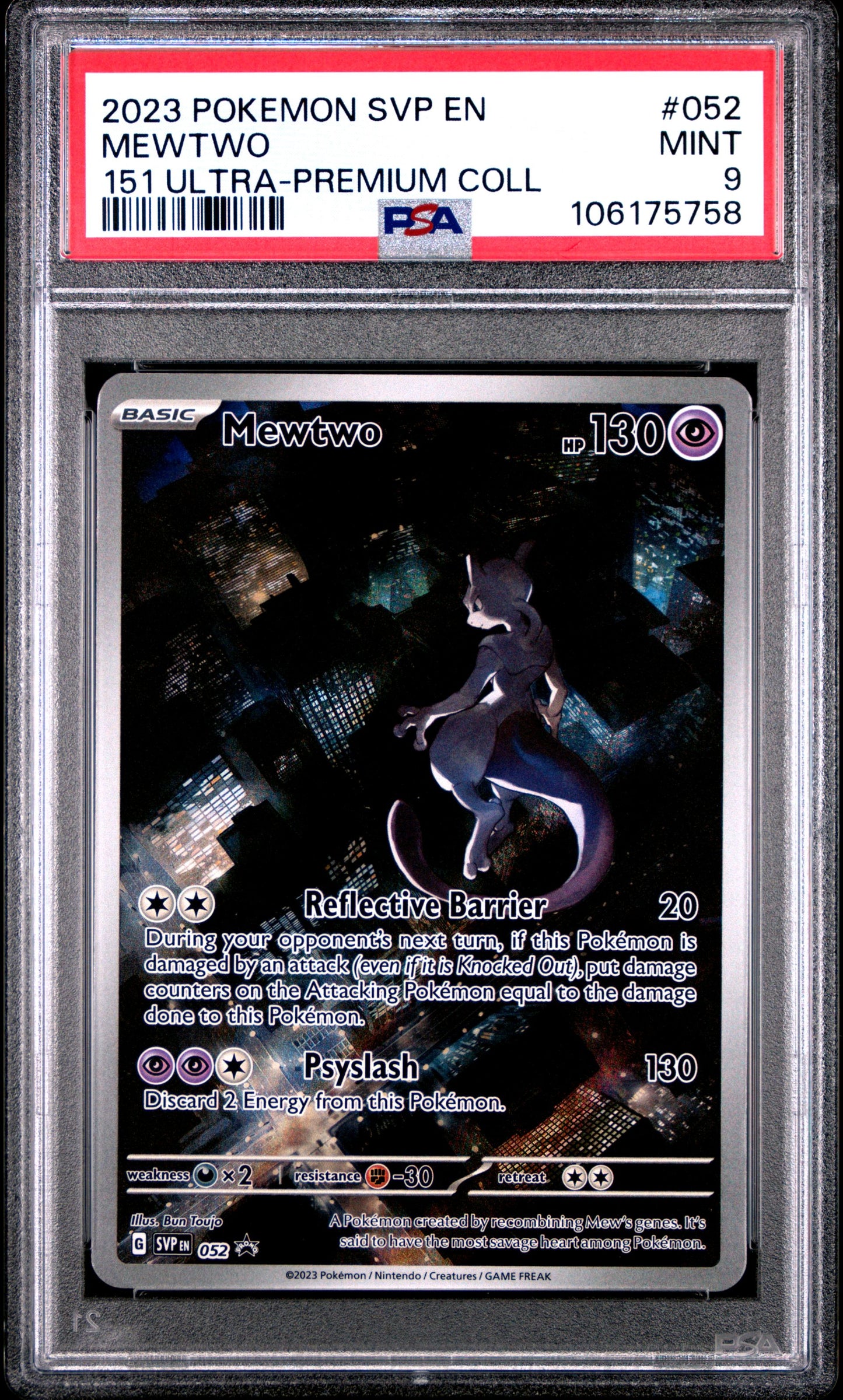 PSA MINT 9 - 2023 POKEMON SVP EN-SV BLACK STAR PROMO #052 MEWTWO 151 ULTRA-PREMIUM COLL