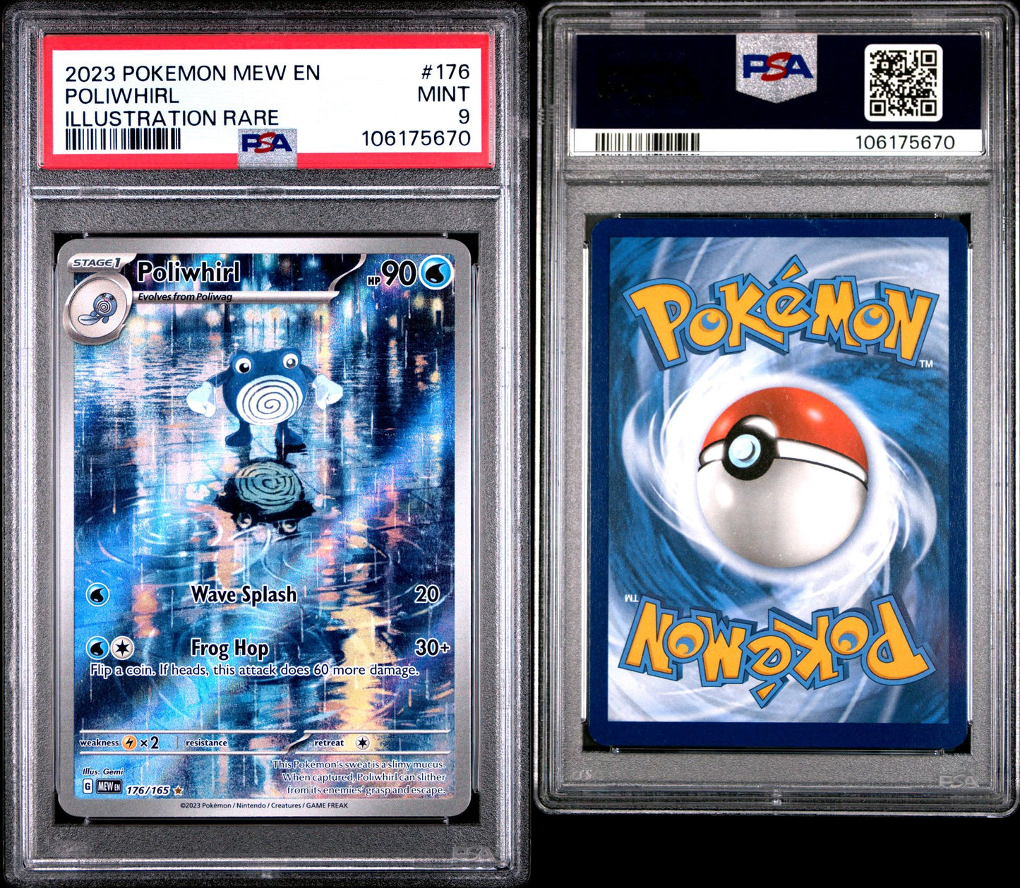 PSA MINT 9 - 2023 POKEMON MEW EN-151 #176 POLIWHIRL ILLUSTRATION RARE