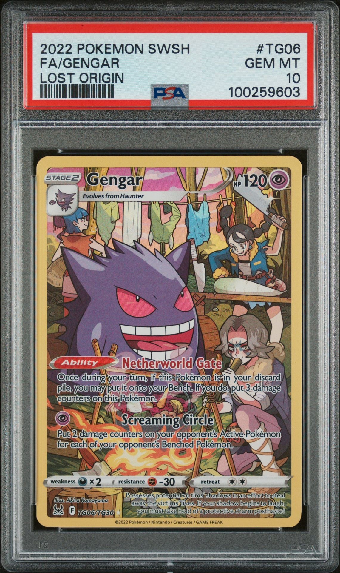 PSA GEM MINT 10 - 2022 POKEMON SWORD & SHIELD LOST ORIGIN FA/GENGAR #TG06