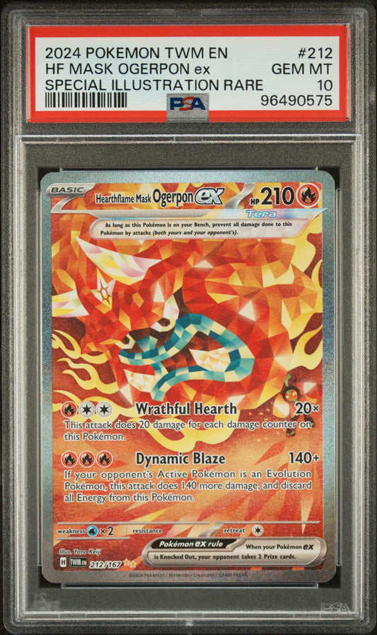 PSA 10 - 2024 POKEMON TWM EN-TWILIGHT MASQUERADE 212 HEARTHFLAME MASK OGERPON EX SPECIAL ILLUSTRATION RARE