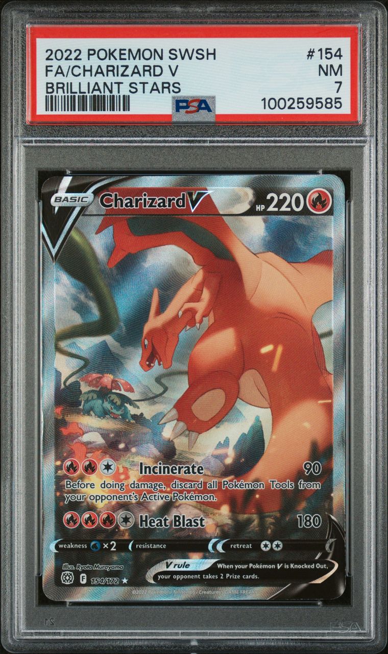 PSA NM 7 - 2022 POKEMON SWORD & SHIELD BRILLIANT STARSFA/CHARIZARD V #154