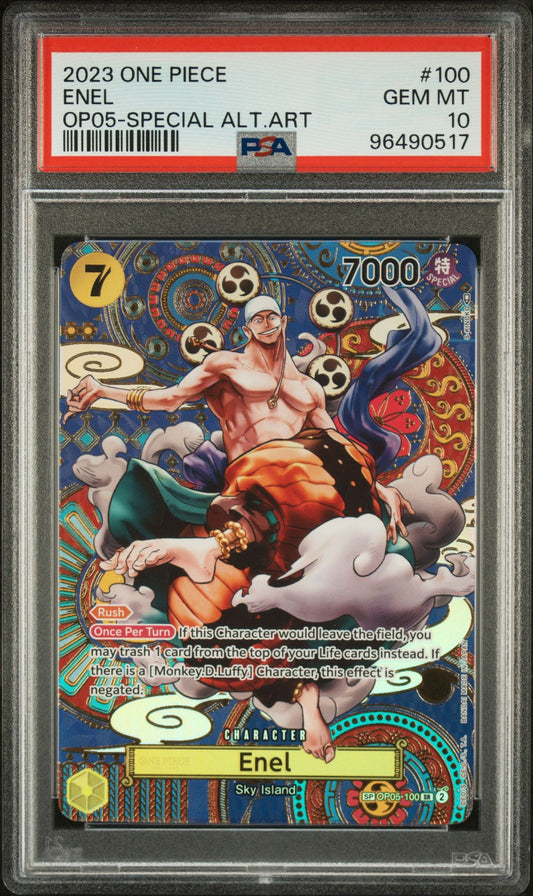 PSA 10 - 2023 ONE PIECE AWAKENING OF THE NEW ERA 100 ENEL SPECIAL ALTERNATE ART