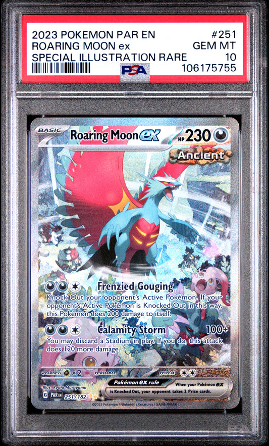 PSA GEM MINT 10 - 2023 POKEMON PAR EN-PARADOX RIFT #251 ROARING MOON ex SPECIAL ILLUSTRATION RARE