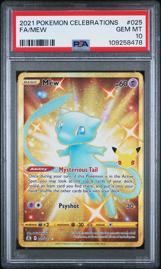 PSA GEM MINT 10 - 2021 POKEMON CELEBRATIONS 025 FULL ART/MEW
