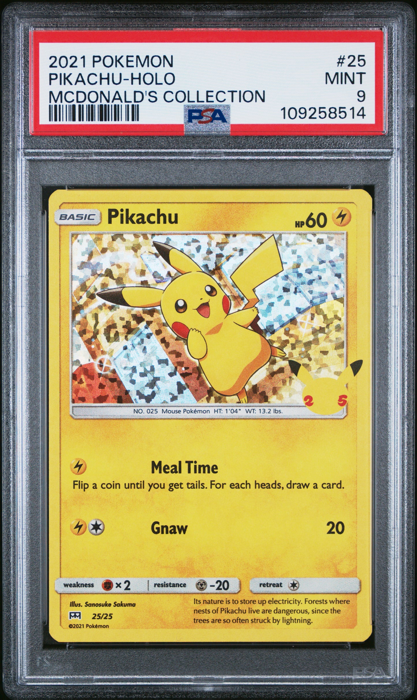 PSA MINT 9 - 2021 POKEMON MCDONALD'S COLLECTION #25 PIKACHU-HOLO MCDONALD'S COLLECTION