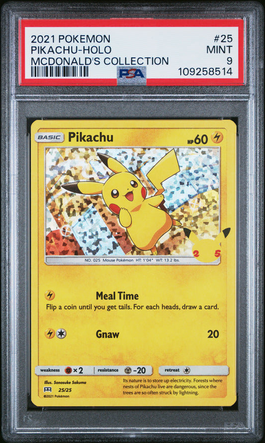 PSA MINT 9 - 2021 POKEMON MCDONALD'S COLLECTION #25 PIKACHU-HOLO MCDONALD'S COLLECTION