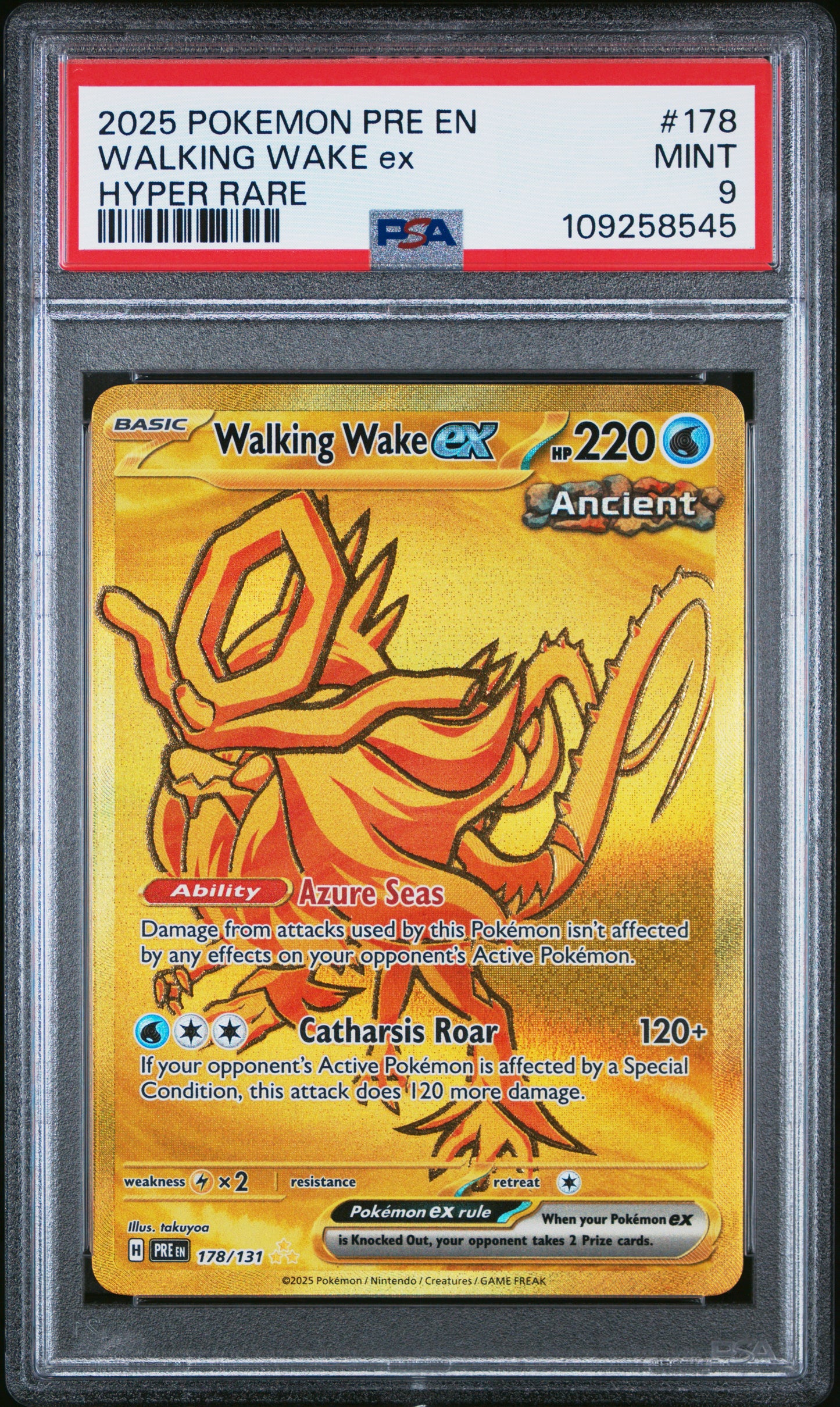 PSA MINT 9 - 2025 POKEMON PRE EN-PRISMATIC EVOLUTIONS #178 WALKING WAKE ex HYPER RARE