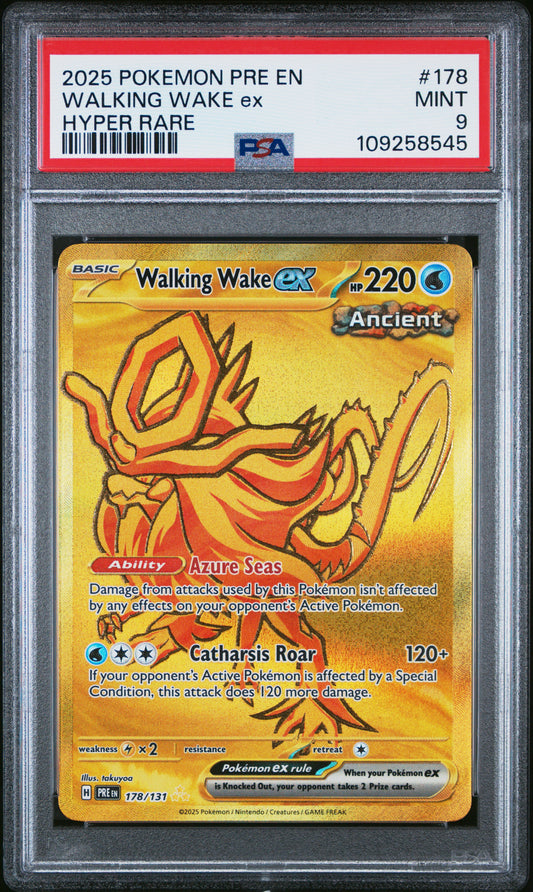 PSA MINT 9 - 2025 POKEMON PRE EN-PRISMATIC EVOLUTIONS #178 WALKING WAKE ex HYPER RARE