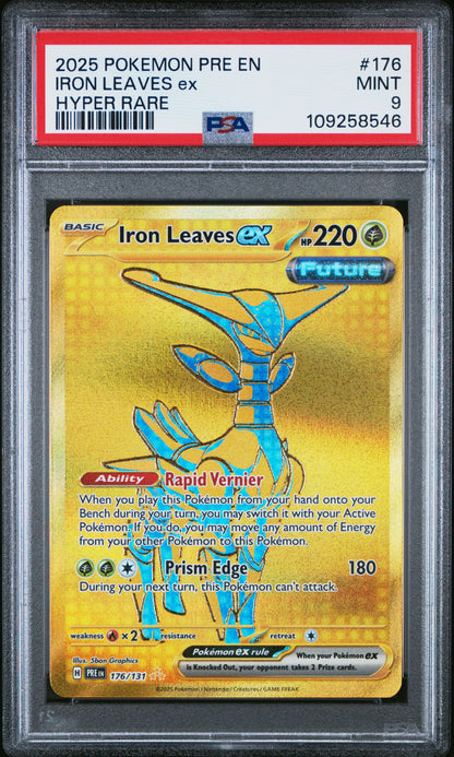 PSA MINT 9 - 2025 POKEMON PRE EN-PRISMATIC EVOLUTIONS #176 IRON LEAVES ex HYPER RARE