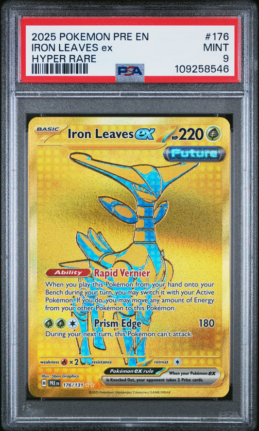 PSA MINT 9 - 2025 POKEMON PRE EN-PRISMATIC EVOLUTIONS #176 IRON LEAVES ex HYPER RARE