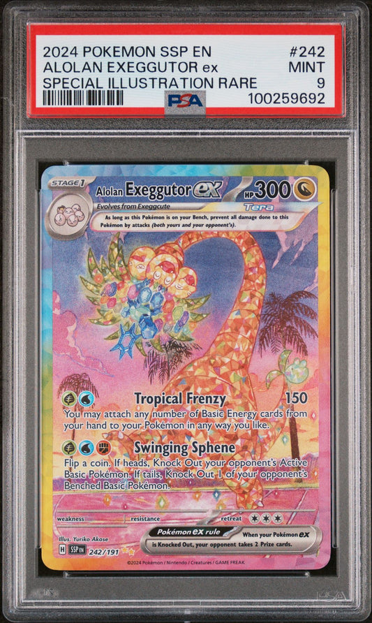 PSA MINT 9 - 2024 POKEMON SSP EN-SURGING SPARKS SPECIAL ILLUSTRATION RARE ALOLAN EXEGGUTOR ex #242