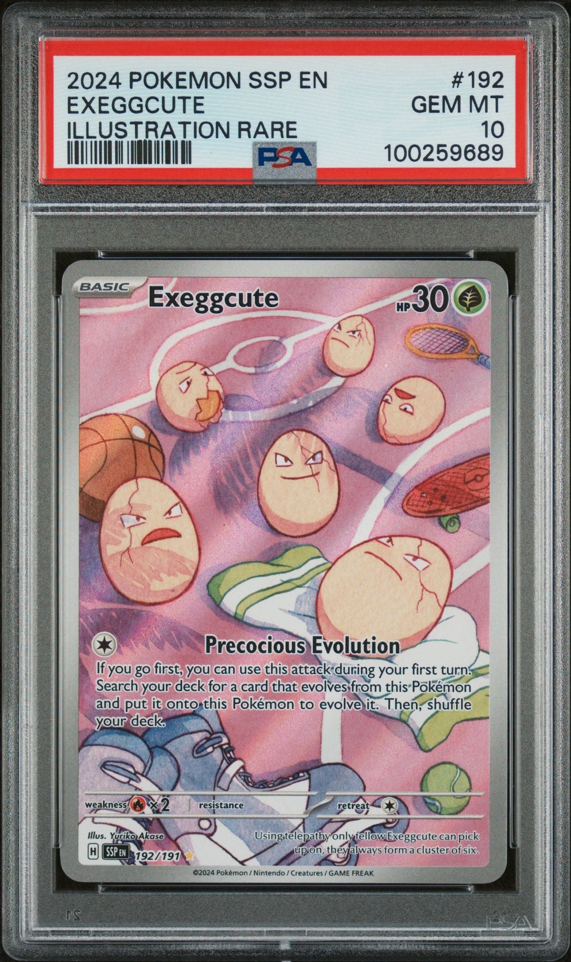 PSA GEM MINT 10 - 2024 POKEMON SSP EN-SURGING SPARKS ILLUSTRATION RARE EXEGGCUTE #192