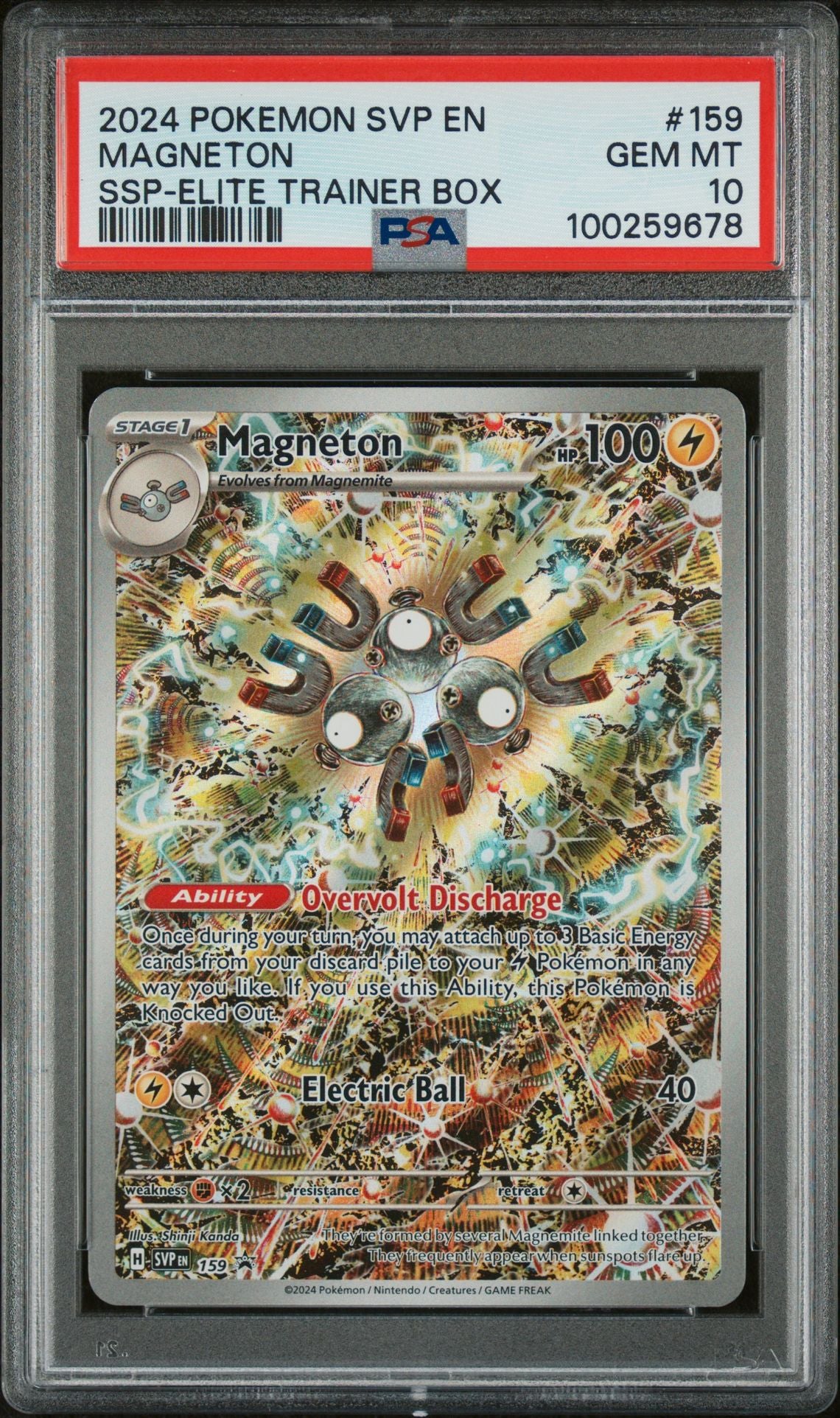 PSA GEM MINT 10 - 2024 POKEMON SVP EN-SV BLACK STAR PROMO SSP-ELITE TRAINER BOX MAGNETON #159