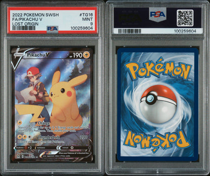 PSA MINT 9 - 2022 POKEMON SWORD & SHIELD LOST ORIGIN FA/PIKACHU V #TG16