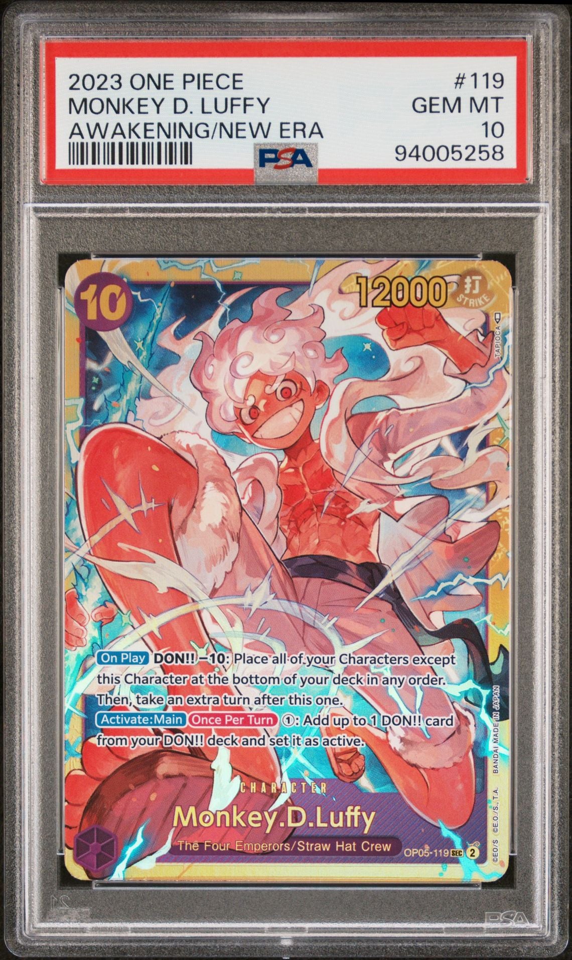 PSA 10 - GEM MINT - 2023 ONE PIECE AWAKENING OF THE NEW ERA 119 MONKEY D. LUFFY