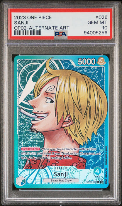 PSA 10 - GEM MINT - 2023 ONE PIECE PARAMOUNT WAR 026 SANJI ALTERNATE ART