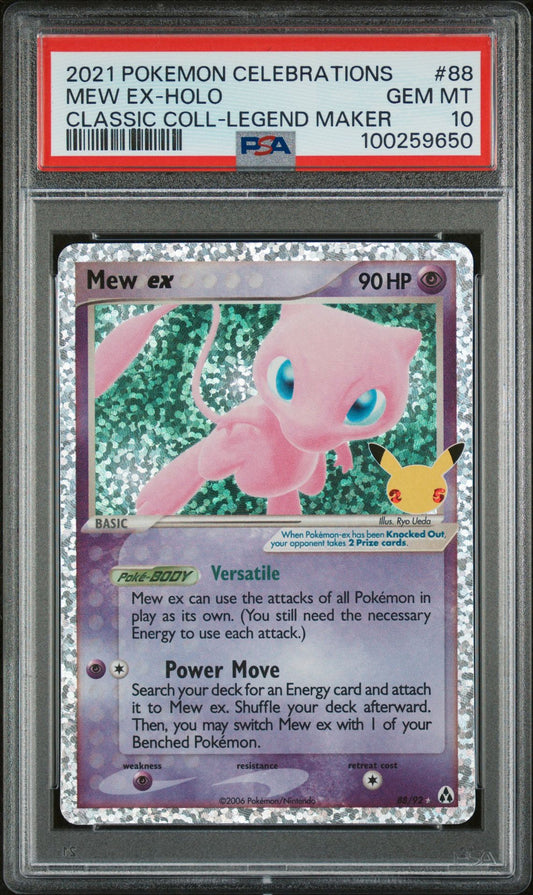 PSA GEM MINT 10 - 2021 POKEMON CELEBRATIONS CLASSIC COLLECTION CLASSIC COLL-LEGEND MAKER MEW EX-HOLO #88