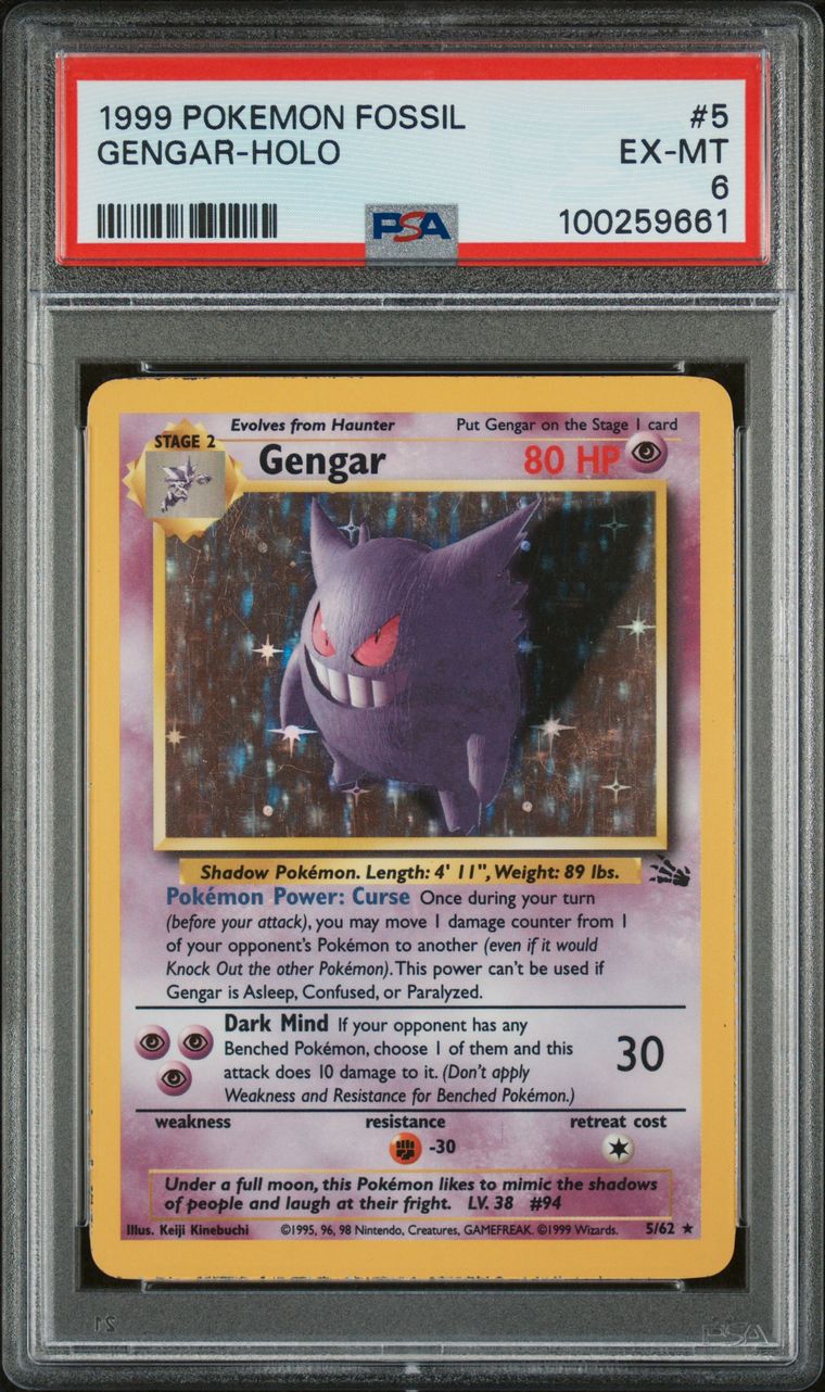 PSA EX-MT 6 - 1999 POKEMON FOSSIL GENGAR-HOLO #5