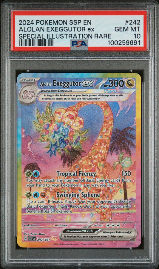 PSA GEM MINT 10 - 2024 POKEMON SSP EN-SURGING SPARKS SPECIAL ILLUSTRATION RARE ALOLAN EXEGGUTOR ex #242