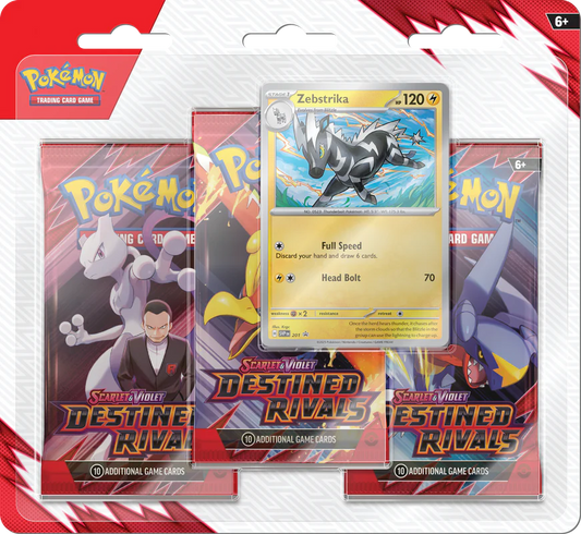 Pokemon SV10 Destined Rivals 3pk Blister - Zebstrikao