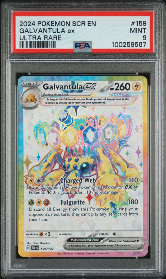 PSA MINT 9 - 2024 POKEMON SCR EN-STELLAR CROWN ULTRA RARE GALVANTULA ex #159