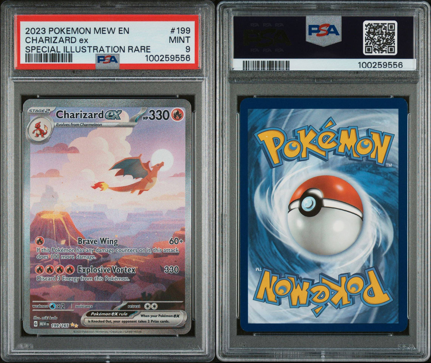 SET OF 3 CARDS - 3 PSA MINT 9s - 151 CHARMANDER   168 - CHARMELEON 169 - CHARIZARD 199