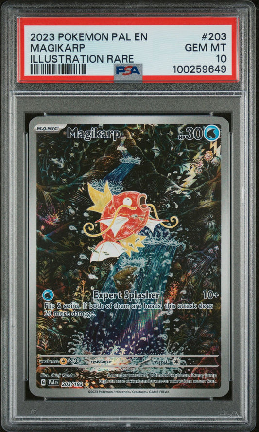 PSA GEM MINT 10 - 2023 POKEMON PAL EN-PALDEA EVOLVED ILLUSTRATION RARE MAGIKARP #203