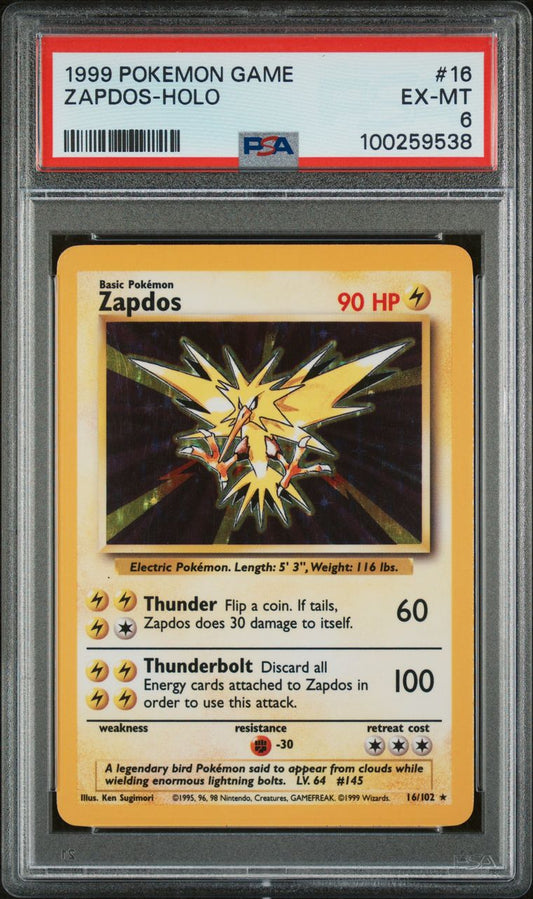 PSA EX-MT 6 - 1999 POKEMON GAMEZAPDOS-HOLO #16