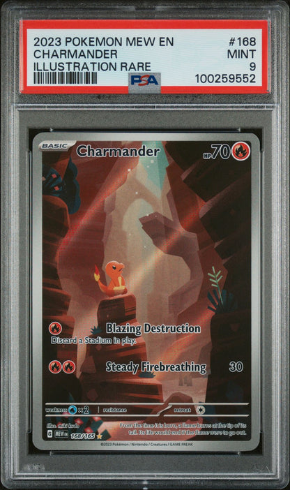 SET OF 3 CARDS - 3 PSA MINT 9s - 151 CHARMANDER   168 - CHARMELEON 169 - CHARIZARD 199