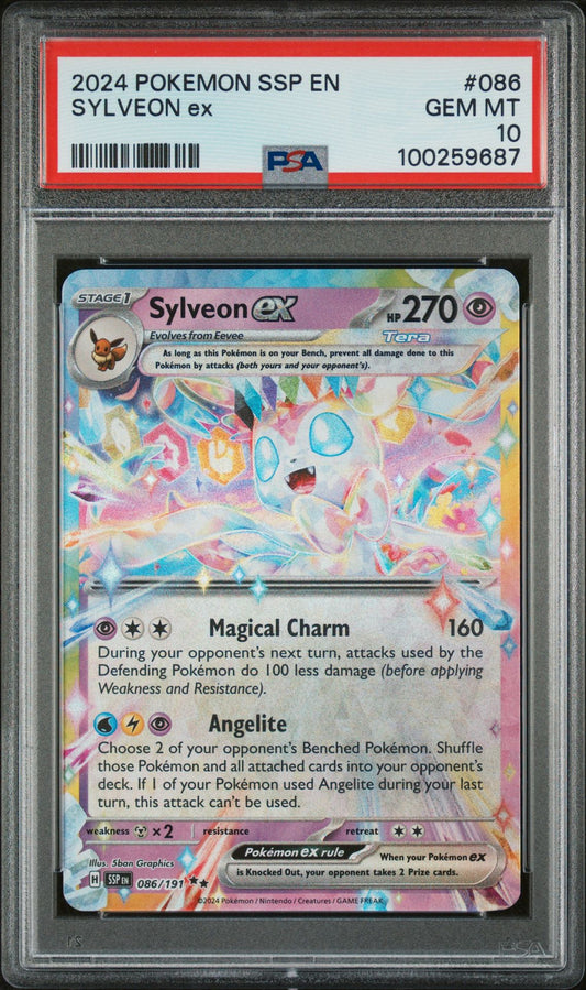 PSA GEM MINT 10 - 2024 POKEMON SSP EN-SURGING SPARKS SYLVEON ex #086