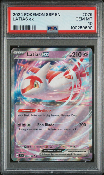 PSA GEM MINT 10 - 2024 POKEMON SSP EN-SURGING SPARKS LATIAS ex #076