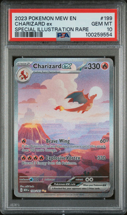 PSA GEM MINT 10 - 2023 POKEMON MEW EN-151 SPECIAL ILLUSTRATION RARE CHARIZARD ex #199