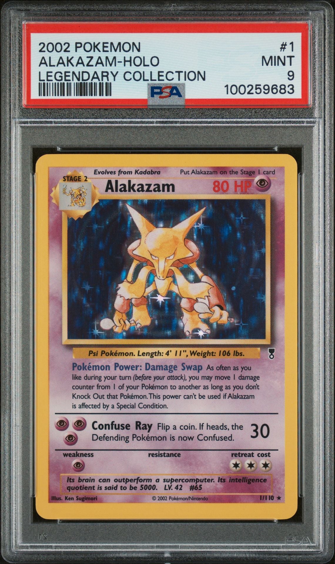 PSA MINT 9 - 2002 POKEMON LEGENDARY COLLECTION ALAKAZAM-HOLO #1