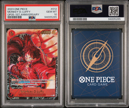 PSA 10 - GEM MINT - 2023 ONE PIECE AWAKENING OF THE NEW ERA 012 MONKEY D. LUFFY 1ST ANNIVERSARY